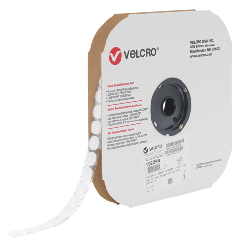 Attache Velcoin, Boucle, 3/4" dia., Adh&eacute;sif, Blanc D. Morneault & Fils