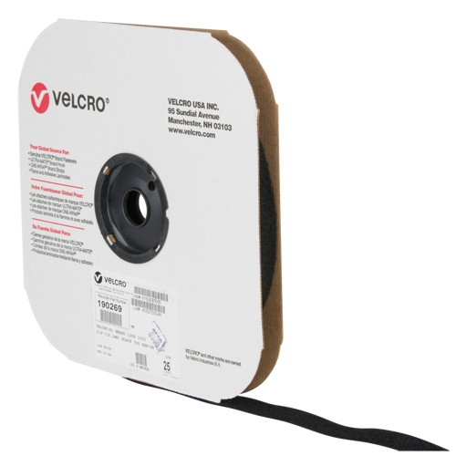 Ruban d'attaches, Boucle, 25 vg x 3/4", Cousu, Noir D. Morneault & Fils