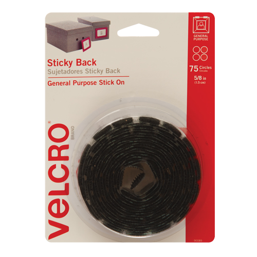 Fastener Coins, Hook & Loop, 5/8" Dia., Adhesive, Black D. Morneault & Fils