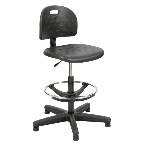 Soft Tough Stool, Stationary, Adjustable, 29" - 49", Polyurethane Seat, Black D. Morneault & Fils