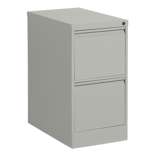 Vertical Filing Cabinet, Steel, 2 Drawers, 15-1/7" W x 25" D x 29" H, Grey D. Morneault & Fils
