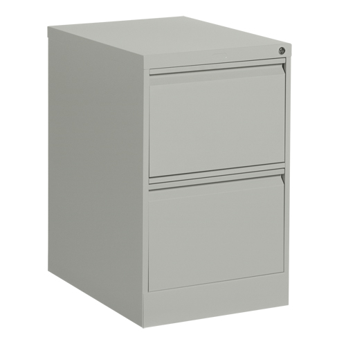 Vertical Filing Cabinet, Steel, 2 Drawers, 18-1/7" W x 25" D x 29" H, Grey D. Morneault & Fils