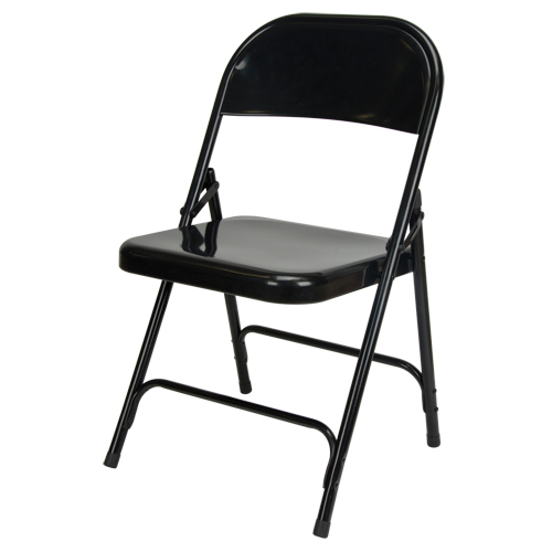 Folding Chair, Steel, Black, 300 lbs. Weight Capacity D. Morneault & Fils