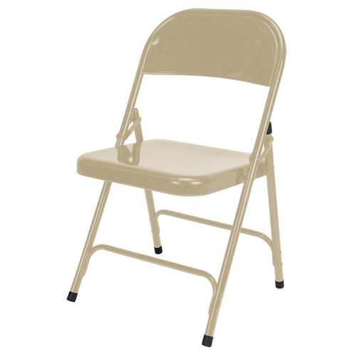 Folding Chair, Steel, Beige, 300 lbs. Weight Capacity D. Morneault & Fils