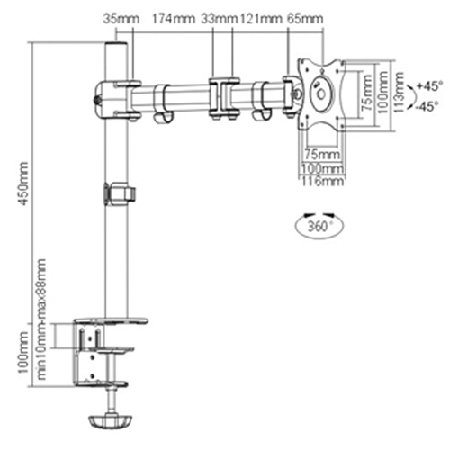 Bras pour moniteur ActivErgo D. Morneault & Fils