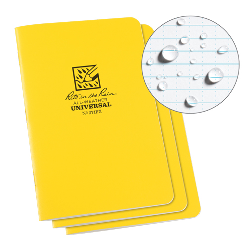 All-Weather Notebook, Soft Cover, Yellow, 48 Pages, 4-5/8" W x 7" L D. Morneault & Fils