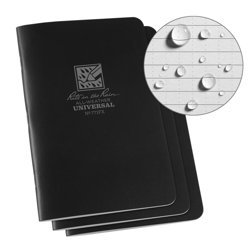 All-Weather Notebook, Soft Cover, Black, 48 Pages, 4-5/8" W x 7" L D. Morneault & Fils