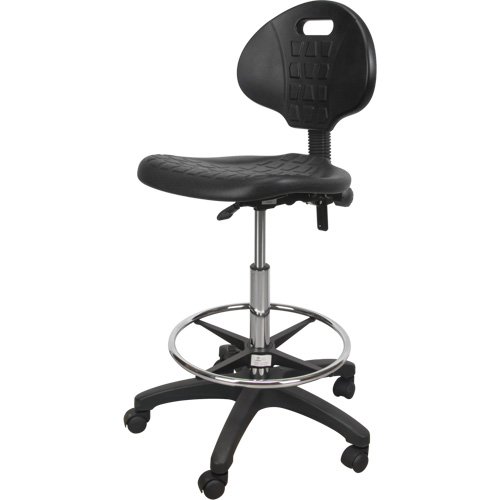 Tabouret robuste et ergonomique, Mobile, Ajustable, 39" - 48", Polyur&eacute;thane Si&egrave;ge, Noir D. Morneault & Fils