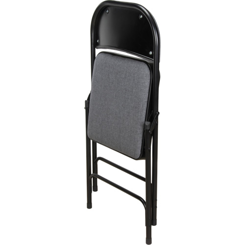Chaise pliante de luxe en tissu rembourr&eacute;e, Acier, Gris, Capacit&eacute; 300 lb D. Morneault & Fils