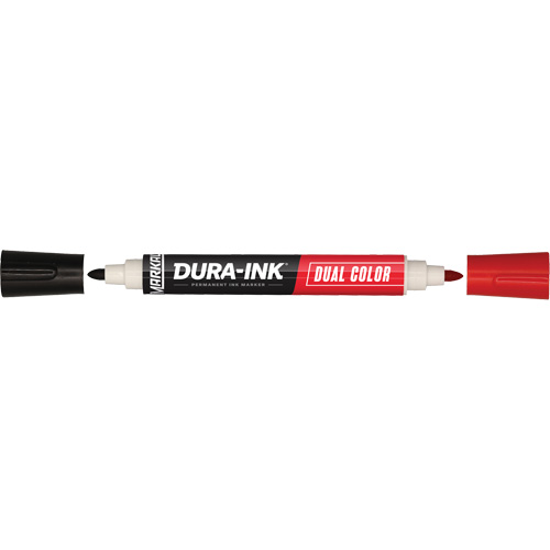 Markal&reg; Dura-Ink&reg; Dual Colour Permanent Ink Marker, Bullet, Black/Red D. Morneault & Fils