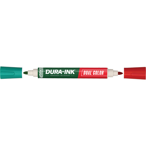 Markal&reg; Dura-Ink&reg; Dual Colour Permanent Ink Marker, Green/Red, Bullet Tip D. Morneault & Fils