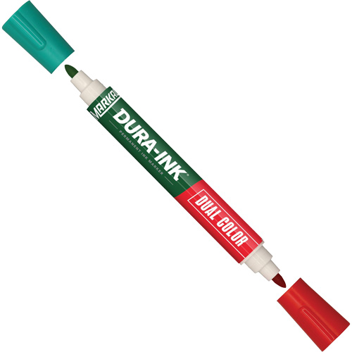 Marqueur &agrave; encre permanente et double couleur Markal Dura-Ink, Vert/Rouge, Pointe Ronde D. Morneault & Fils