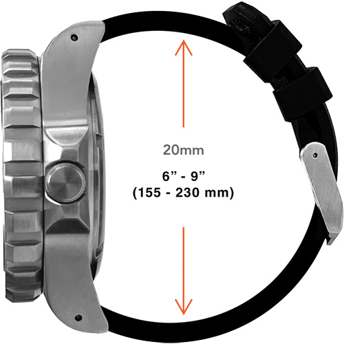 Large Diver's Quartz Watch, Digital, Battery Operated, 41 mm, Black D. Morneault & Fils