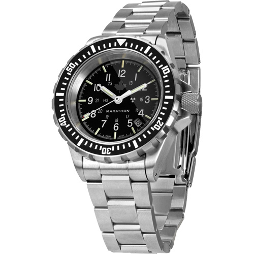 Grey Maple Large Diver's Automatic Watch with Stainless Steel Bracelet, Digital, Battery Operated, 41 mm, Silver D. Morneault & Fils
