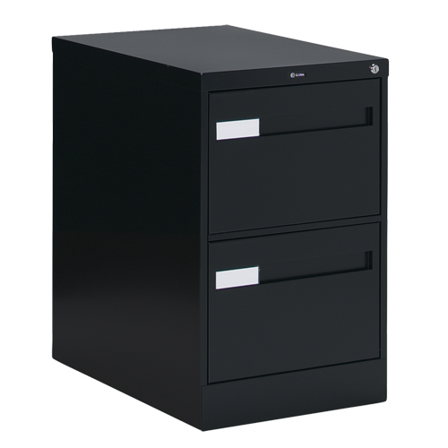 Vertical Filing Cabinet with Recessed Drawer Handles, 2 Drawers, 18.15" W x 26.56" D x 29" H, Black D. Morneault & Fils