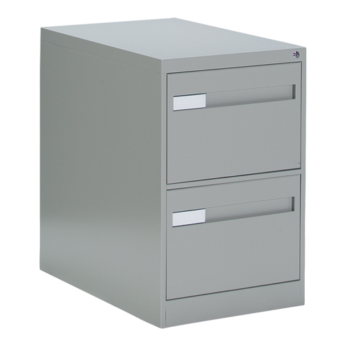 Vertical Filing Cabinet with Recessed Drawer Handles, 2 Drawers, 18.15" W x 26.56" D x 29" H, Grey D. Morneault & Fils