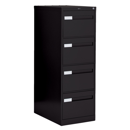 Vertical Filing Cabinet with Recessed Drawer Handles, 4 Drawers, 18.15" W x 26.56" D x 52" H, Black D. Morneault & Fils
