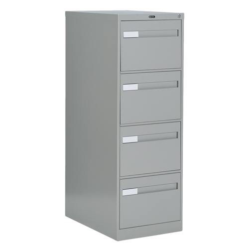 Vertical Filing Cabinet with Recessed Drawer Handles, 4 Drawers, 18.15" W x 26.56" D x 52" H, Grey D. Morneault & Fils