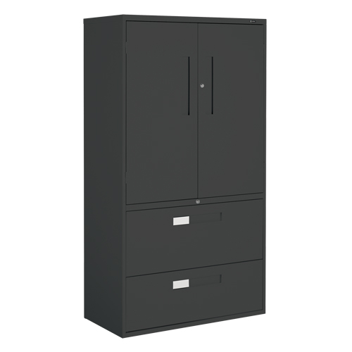 Multi-Stor Cabinet, Steel, 3 Shelves, 65-1/4" H x 36" W x 18" D, Black D. Morneault & Fils