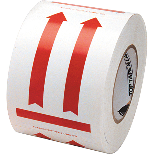 &eacute;tiquettes pour traitement sp&eacute;cial a/pictogramme Ce c&ocirc;t&eacute; vers le haut, 6" lo x 4" la, Rouge/blanc D. Morneault & Fils