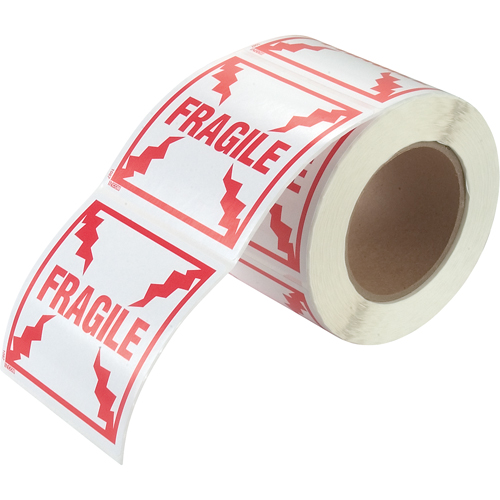 "Fragile" Special Handling Labels, 4" L x 4" W, Red on White D. Morneault & Fils