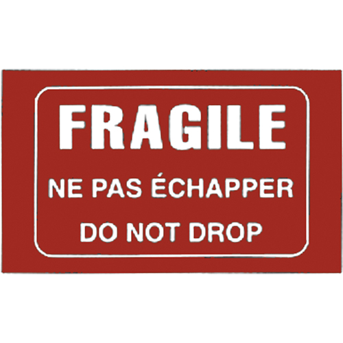 "Fragile" Bilingual Special Handling Labels, 5" L x 3" W, White on Red D. Morneault & Fils