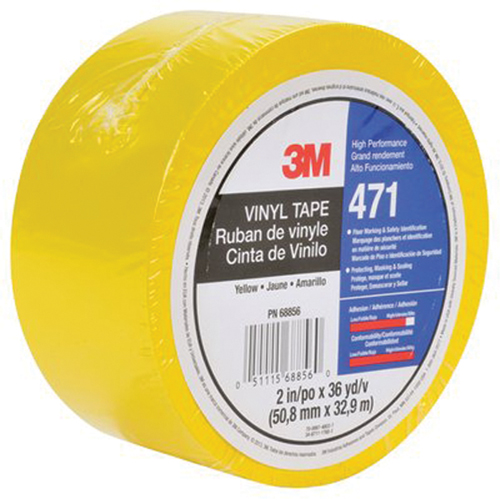 471 Vinyl Tape, 50.8 mm (2") W x 32.9 m (108') L, 5.3 mils, Yellow D. Morneault & Fils