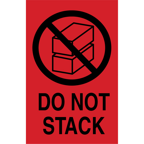 "Do Not Stack" International Shipping Labels, 6" L x 4" W, Black on Red D. Morneault & Fils