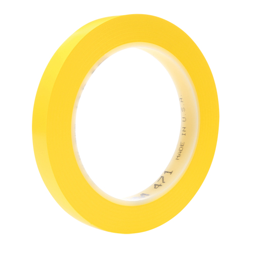 471 Vinyl Tape, 38 mm (1-1/2") W x 32.9 m (108') L, 5.3 mils, Yellow D. Morneault & Fils