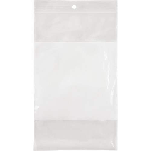 Sacs en poly avec espace inscriptible blanc, Refermable, 8" x 5", 2 mils D. Morneault & Fils
