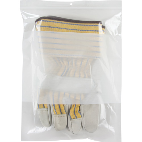 White Block Poly Bags, Reclosable, 12" x 9", 2 mils D. Morneault & Fils