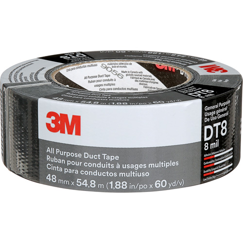 Ruban adh&eacute;sif tout usage DT8, 8 mils, Noir, 48 mm (2") x 55 m (180') D. Morneault & Fils