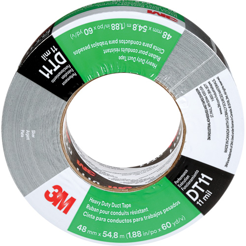 DT11 Heavy-Duty Duct Tape, 11 mils, Silver, 48 mm (2") x 55 m (180') D. Morneault & Fils