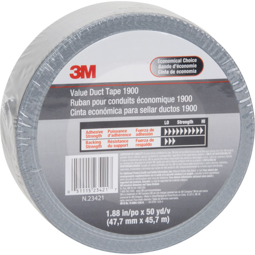 1900 Value Duct Tape, 5.8 mils, Silver, 48 mm (2") x 5.7 m (18.7') D. Morneault & Fils