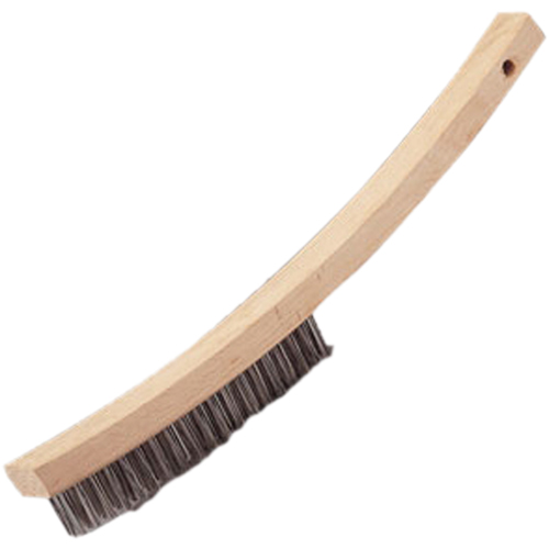 Curved Handle Hand Scratch Brush, Stainless Steel, 4 X 20 Wire Rows, 17" Long D. Morneault & Fils