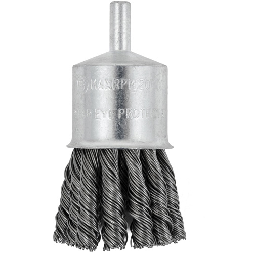 Shaft Mounted Knot Twisted End Brush, 1-1/8" Dia. x 1/4" Arbor D. Morneault & Fils