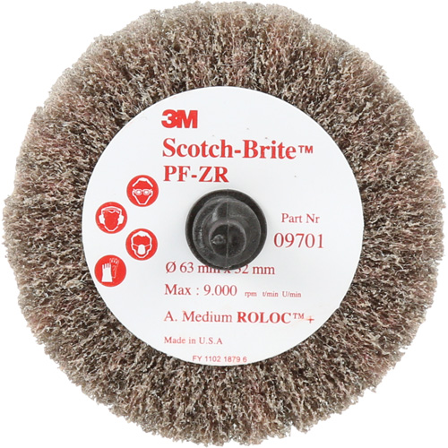Brosse &agrave; lamelles pour labrasion et le polissage PF-ZR Roloc Scotch-Brite, Oxyde d'aluminium, Grain Moyen, 2-1/2" x 1-1/4" D. Morneault & Fils
