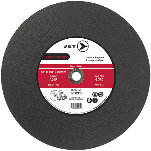 POWER ABRASIVE&reg; Cut-Off Wheel, 12" x 1/8", 20 mm Arbor, Type 1, 6370 RPM D. Morneault & Fils