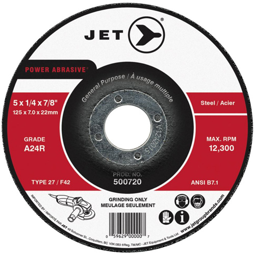 POWER ABRASIVE&reg; Grinding Wheel, 4" x 1/4", 5/8" Arbor, Type 27 D. Morneault & Fils