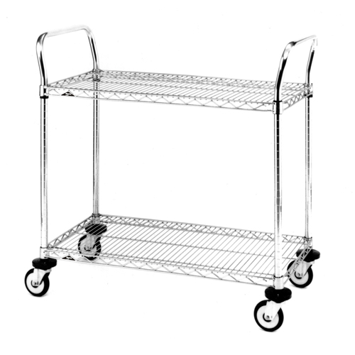 Chariot utilitaire &agrave; usage standard avec tablettes en treillis m&eacute;tallique, Chrom&eacute;, 24" x 39" x 24", Capacit&eacute; 375 lb D. Morneault & Fils