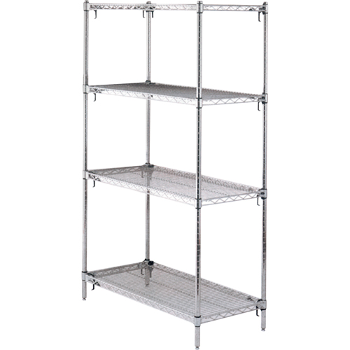 ETAGERE,4 TABL18X36X63,CHROME,800LB/TABL., Tiers 4, 36" la x 63" h x 18" p D. Morneault & Fils