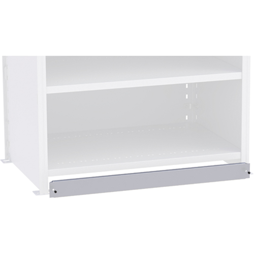 Plaque de base/façade pour rangement de bacs sur rayonnage enclenchable Interlok D. Morneault & Fils
