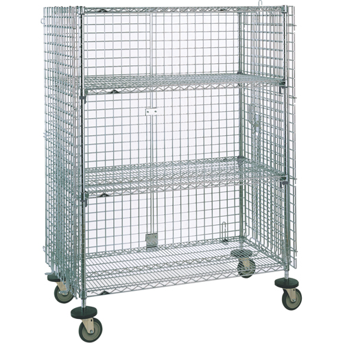 Security Carts, Chrome Plated, 21-1/2" x 68-1/2 x 38-1/2", 500 lbs. Capacity D. Morneault & Fils