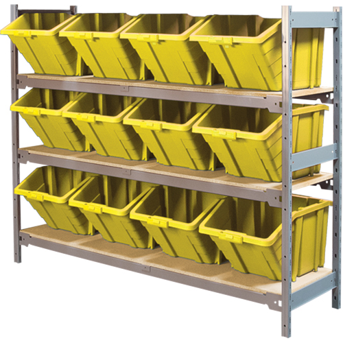 &eacute;tag&egrave;res larges avec bacs g&eacute;ants en plastique, Acier, Sans boulons, Capacit&eacute; 800 lb, 66" la x 60" h x 18" p D. Morneault & Fils