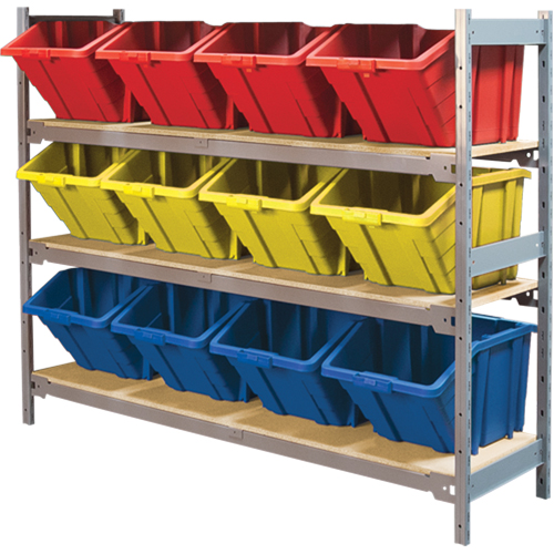 &eacute;tag&egrave;res larges avec bacs g&eacute;ants en plastique, Acier, Sans boulons, Capacit&eacute; 800 lb, 66" la x 60" h x 18" p D. Morneault & Fils