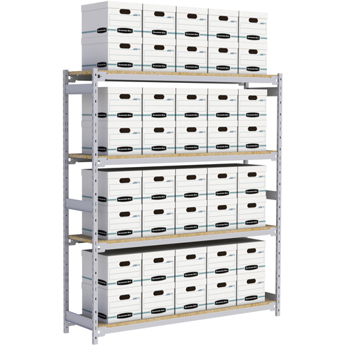 Wide Span Record Storage Shelving, Steel, 4 Shelves, 72" W x 18" D x 84" H D. Morneault & Fils