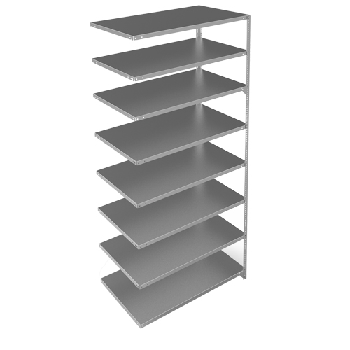 Shelving Unit, Galvanized Steel, Slotted Angle, 275 lbs. Capacity, 48" W x 96" H x 24" D D. Morneault & Fils