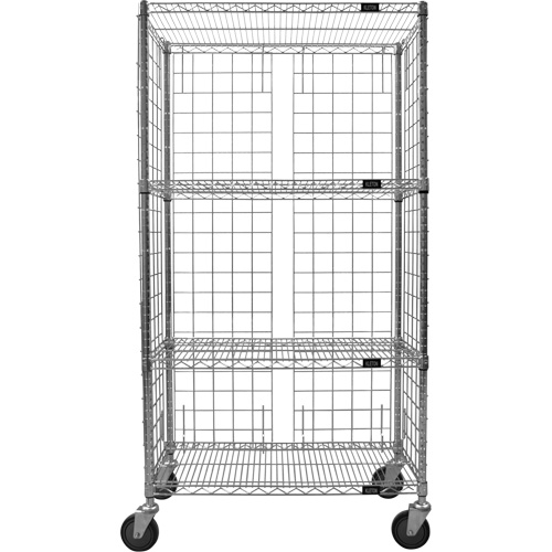 Enclosed Wire Shelf Cart, Chrome Plated, 36" x 69" x 18", 800 lbs. Capacity D. Morneault & Fils