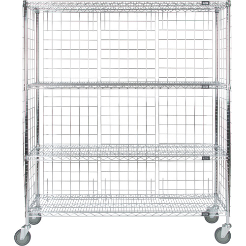 Enclosed Wire Shelf Cart, Chrome Plated, 60" x 69" x 18", 800 lbs. Capacity D. Morneault & Fils
