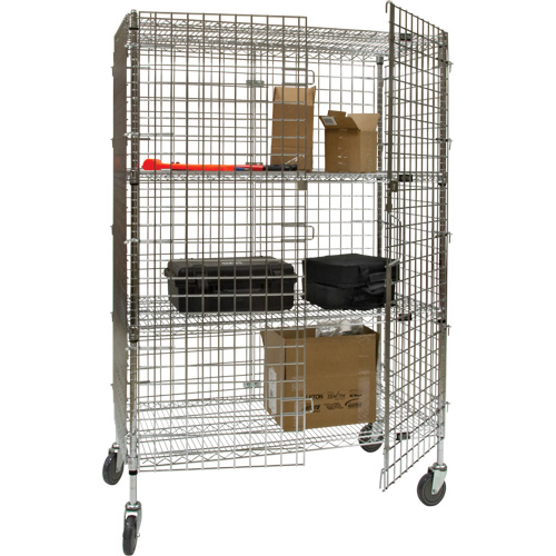 Security Cart, Chrome Plated, 60" x 69" x 24", 500 lbs. Capacity D. Morneault & Fils